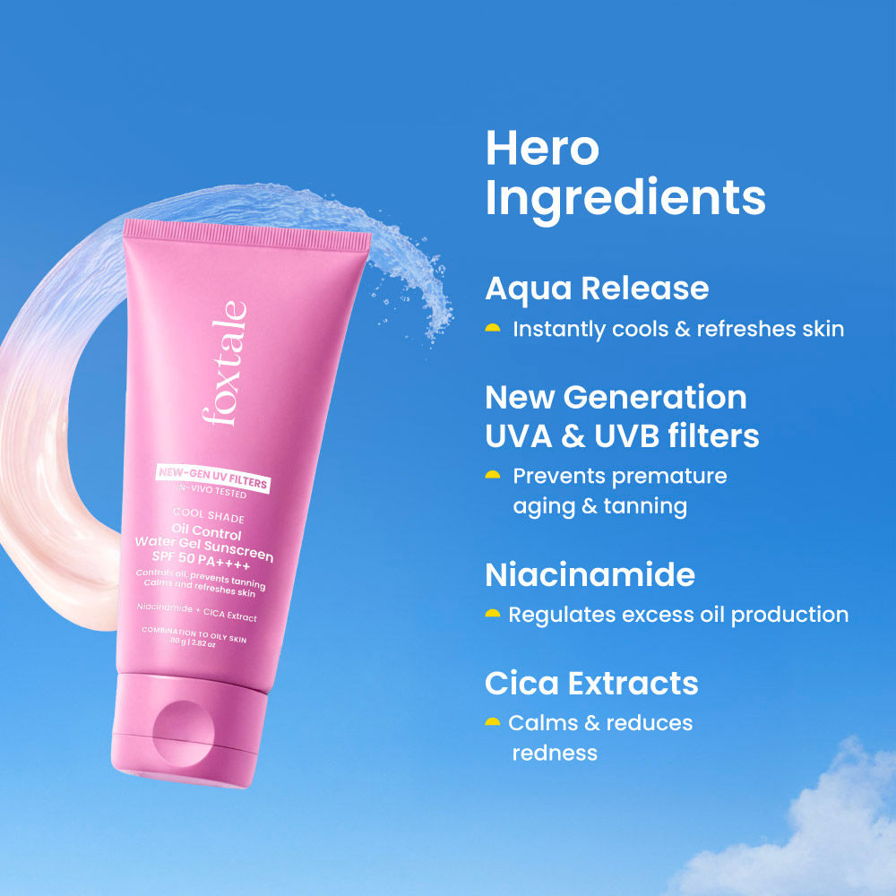 SPF 50 Aqua-Gel Lightweight Sunscreen for Oily Skin, In-Vivo Tested PA++++, Matte Finish.