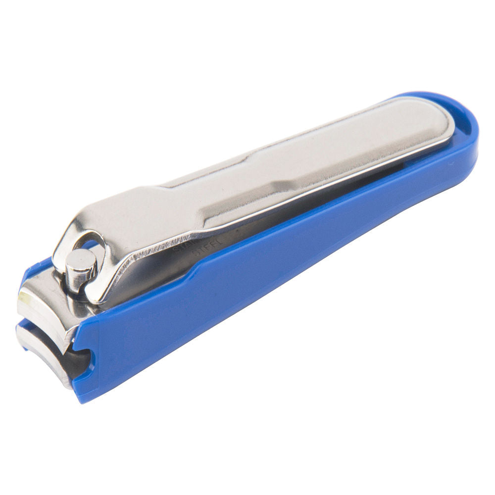 Tsumekiri Stainless Steel Nail Cutter with Curved Blade And Nail Tray - Blue