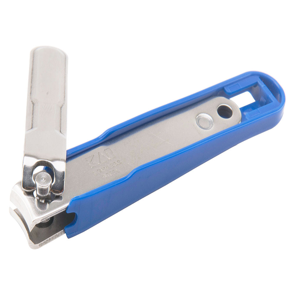Tsumekiri Stainless Steel Nail Cutter with Curved Blade And Nail Tray - Blue