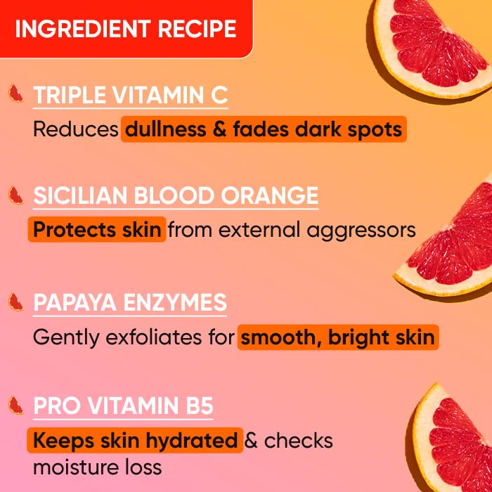 Vitamin C + E Super Bright Foaming Face Wash, Blood Orange & Papaya, Reduces Dullness