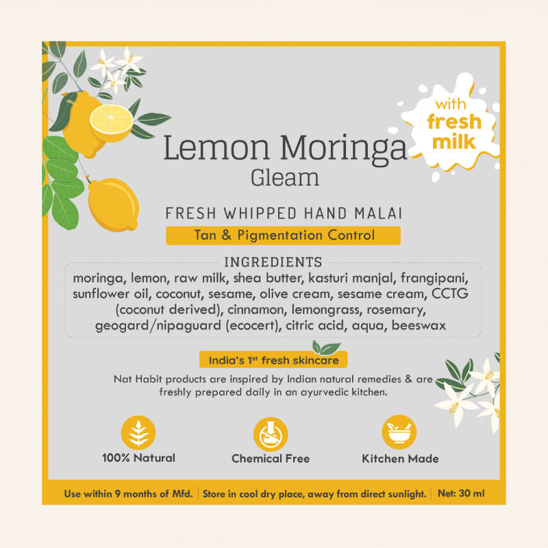 Lemon Moringa Hand Malai, Hand Creams for Tan & Pigmentation Control, Hand Moisturizer