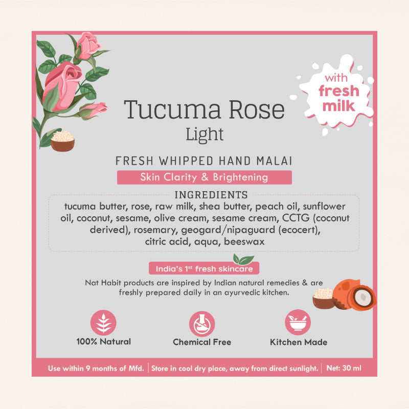 Tucuma Rose Hand Malai, Hand Cream for Dry Hands, Hand Cream for Women Skin Brightening