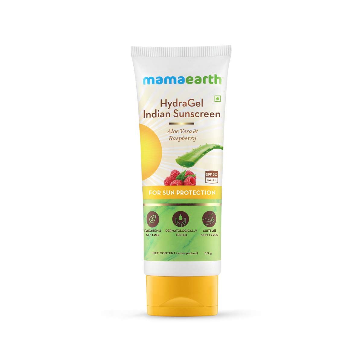 HydraGel Indian Sunscreen SPF 50, with Aloe Vera & Raspberry for Tan Protection