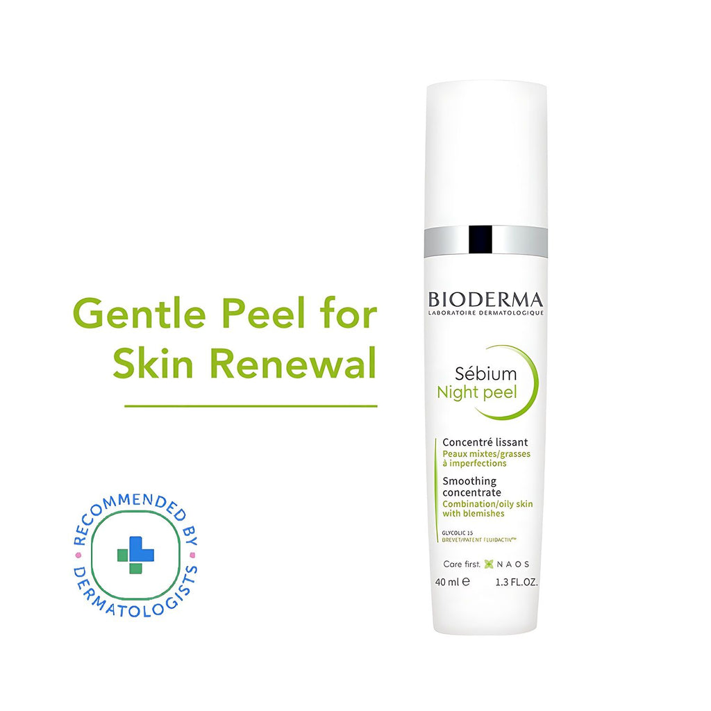BiodermaNight Peel Sebium For Oily Acne Prone Skin With Glycolic Acid - Reduces Blemishes