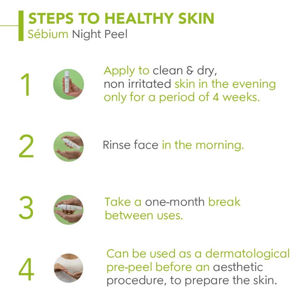 BiodermaNight Peel Sebium For Oily Acne Prone Skin With Glycolic Acid - Reduces Blemishes