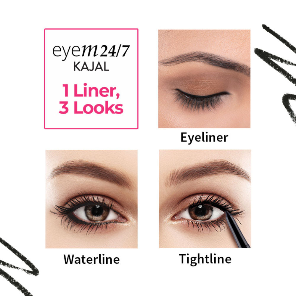 Nykaa Eyem24/7 Smudgeproof Kajal Eyeliner - Ebony Soul 01 (Black)