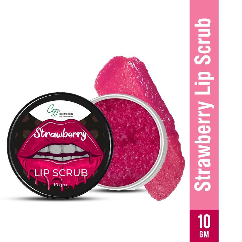 Strawberry Lip Scrub for Chapped & Pigmented Lips - 100% Natural, Vegan
