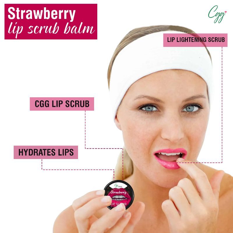 Strawberry Lip Scrub for Chapped & Pigmented Lips - 100% Natural, Vegan