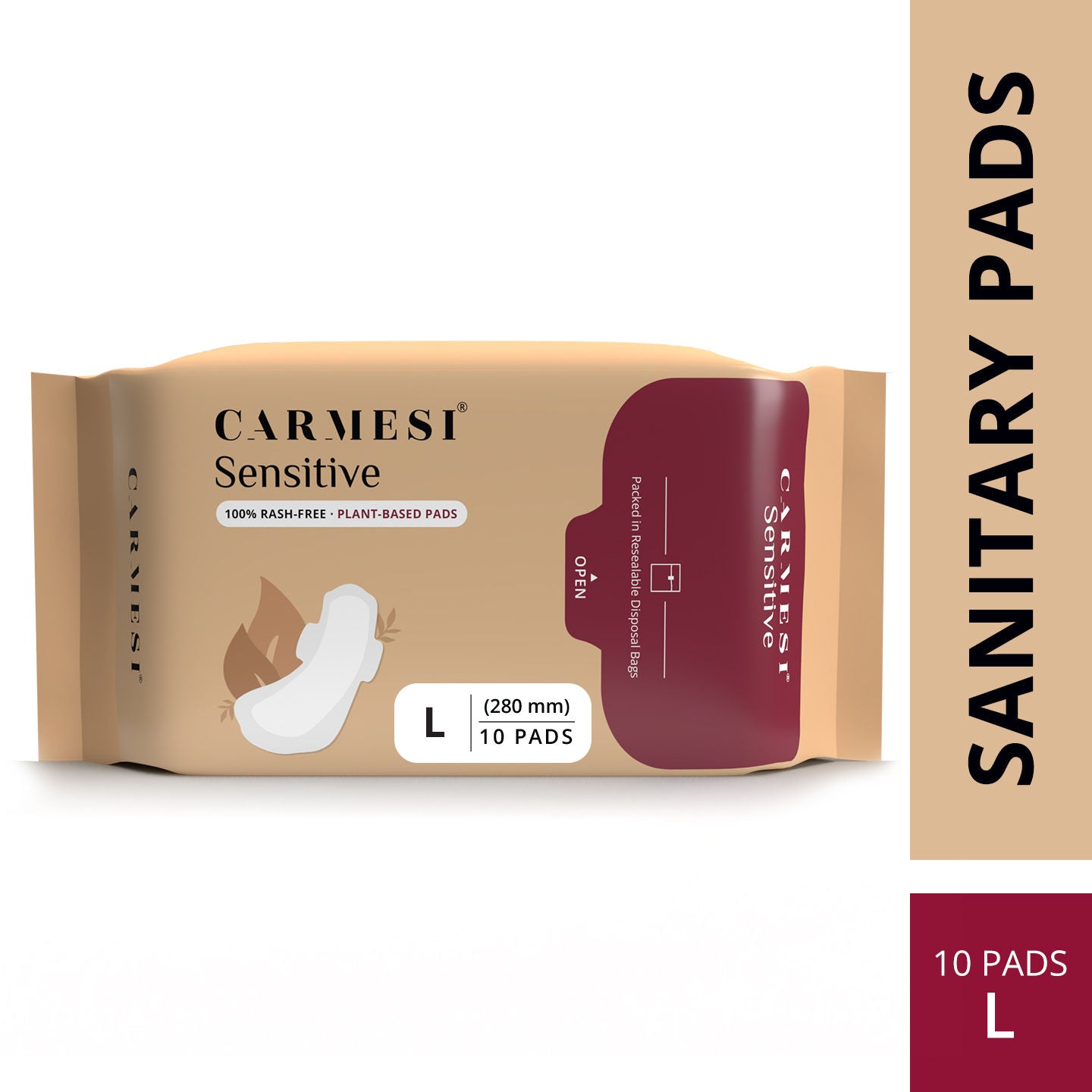 Sensitive Sanitary Pads - 10 L - Certified 100% Rash-Free - With DisposalBags
