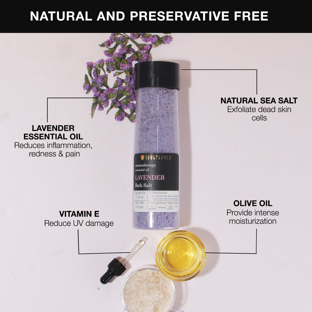 Exfoliating Lavender Body Scrub & Epsom Bath Salt, Vitamin E, Olive, Relaxing Muscle Pain