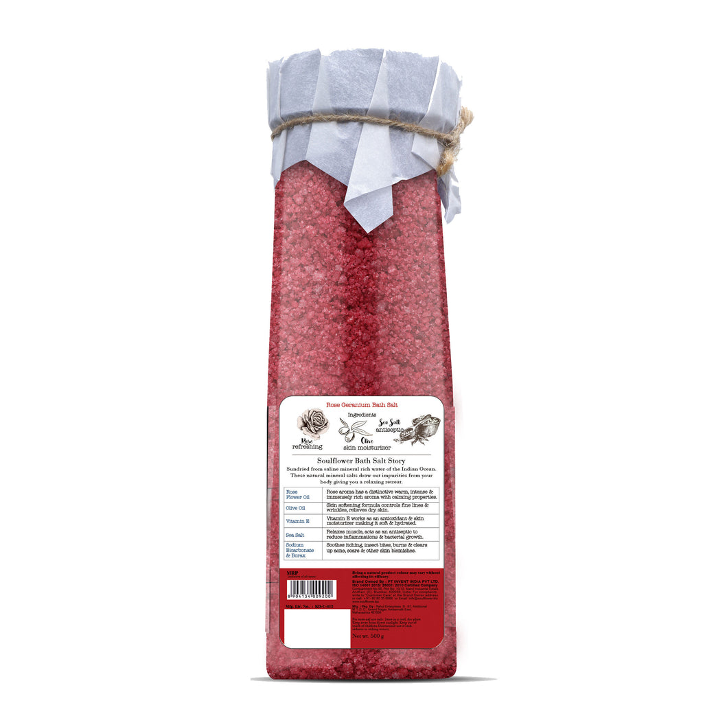 Exfoliating Rose Geranium Body Scrub & Epsom Bath Salt, Vitamin E Olive for Shoulder Pain