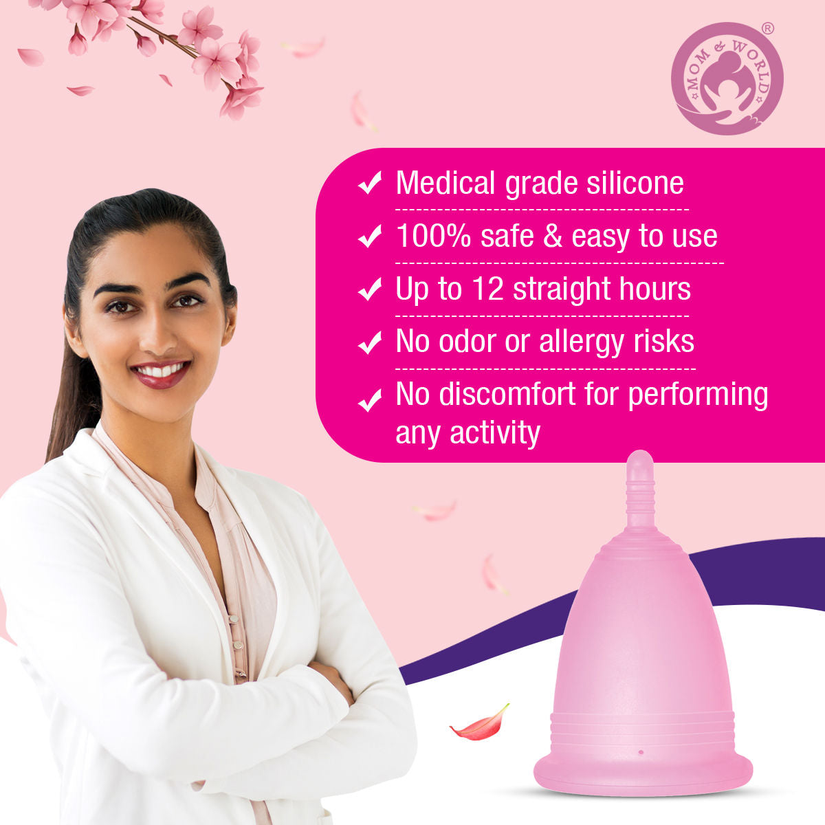 Medical Grade Silicone, Odor And Rash Free Reusable Menstrual Cup - Large