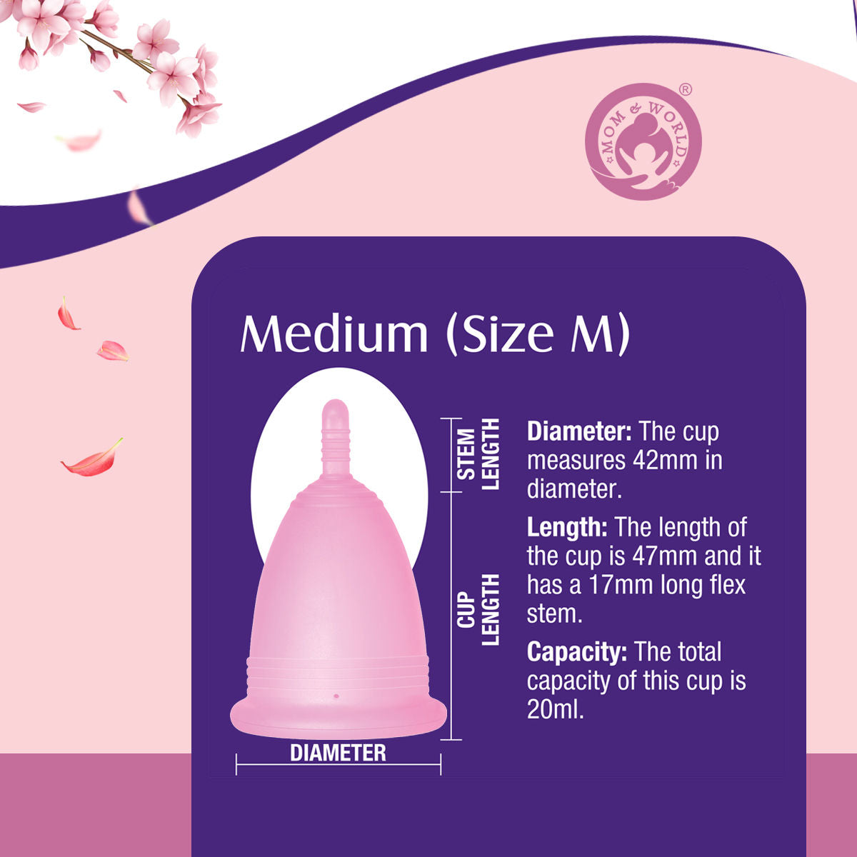Medical Grade Silicone, Odor And Rash Free Reusable Menstrual Cup - Medium