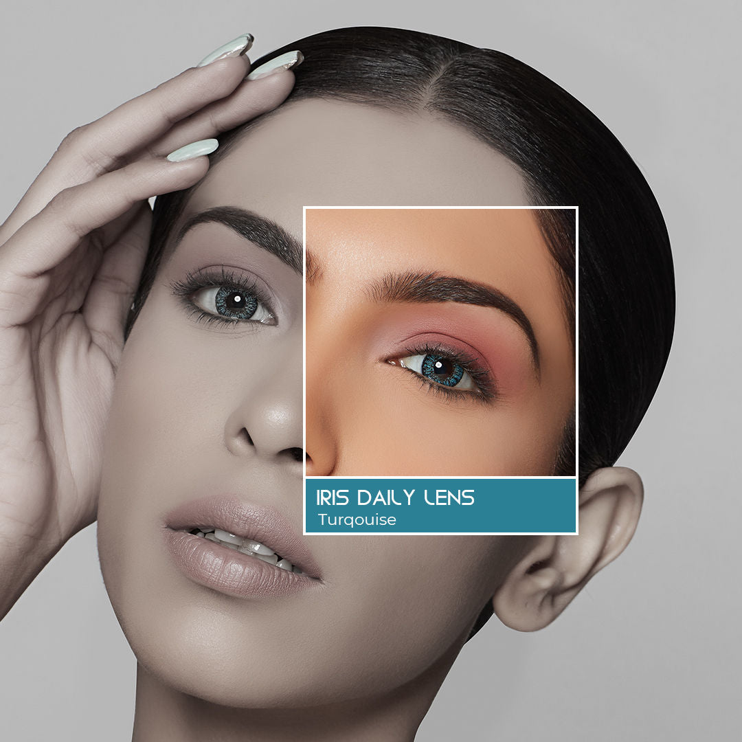 IRIS Premium Contact Lenses Turquoise - Comfortable Natural Looking, 1 Day Wear, Non-Irritating
