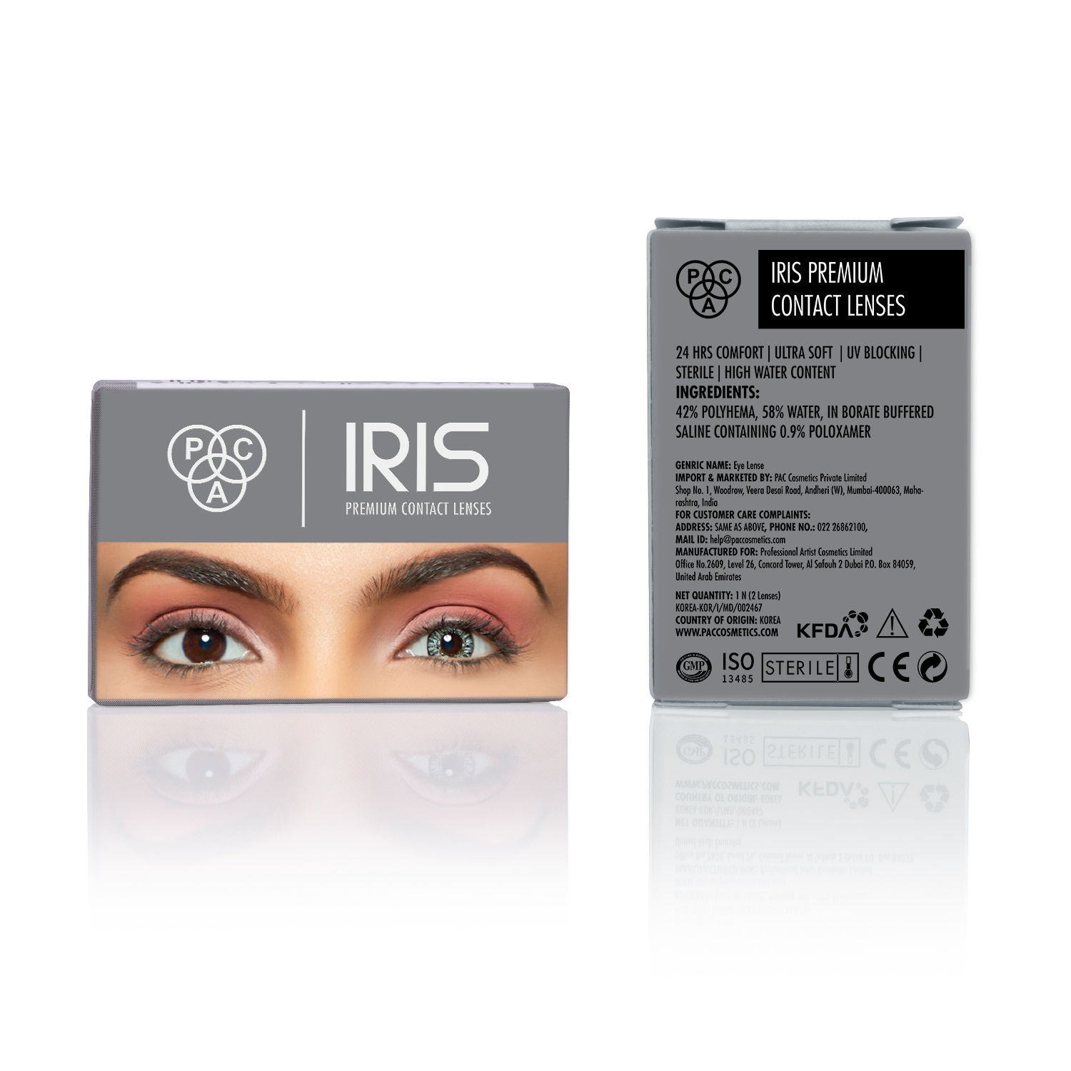 IRIS Premium Contact Lenses Grey - Comfortable Natural Looking, 1 Day Wear, Non-Irritating