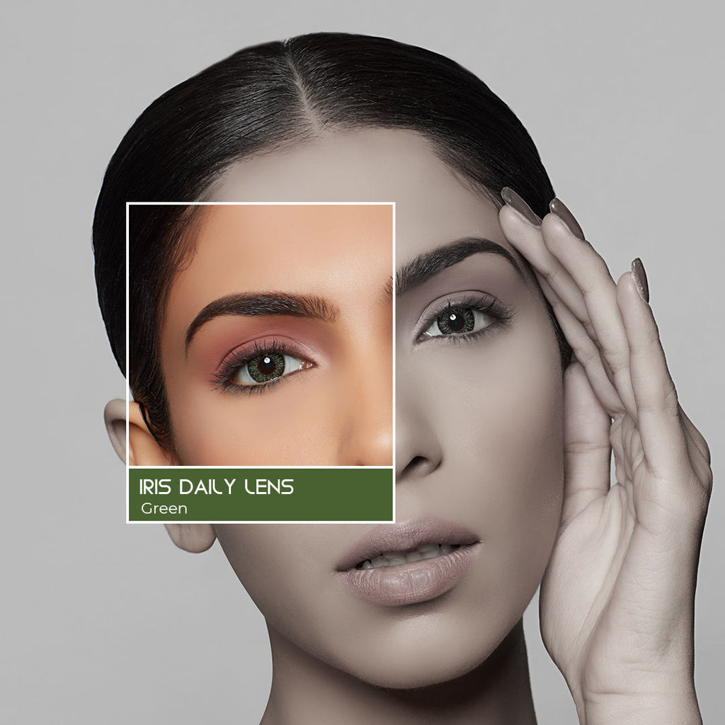 IRIS Premium Contact Lenses Green - Comfortable Natural Looking, 1 Day Wear, Non-Irritating