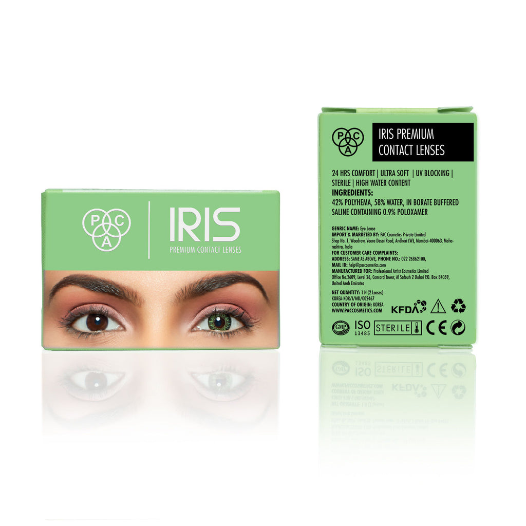 IRIS Premium Contact Lenses Green - Comfortable Natural Looking, 1 Day Wear, Non-Irritating