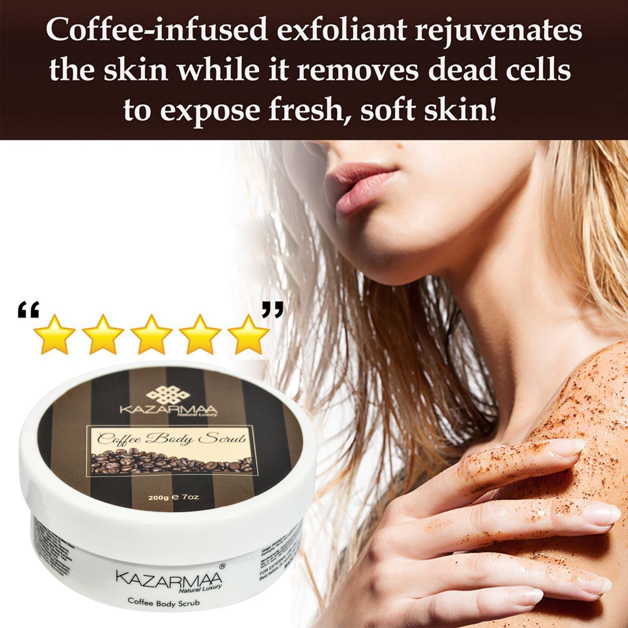 Anti-cellulite Coffee Body Scrub With Shea Butter- Removes Tan And Dead Skin