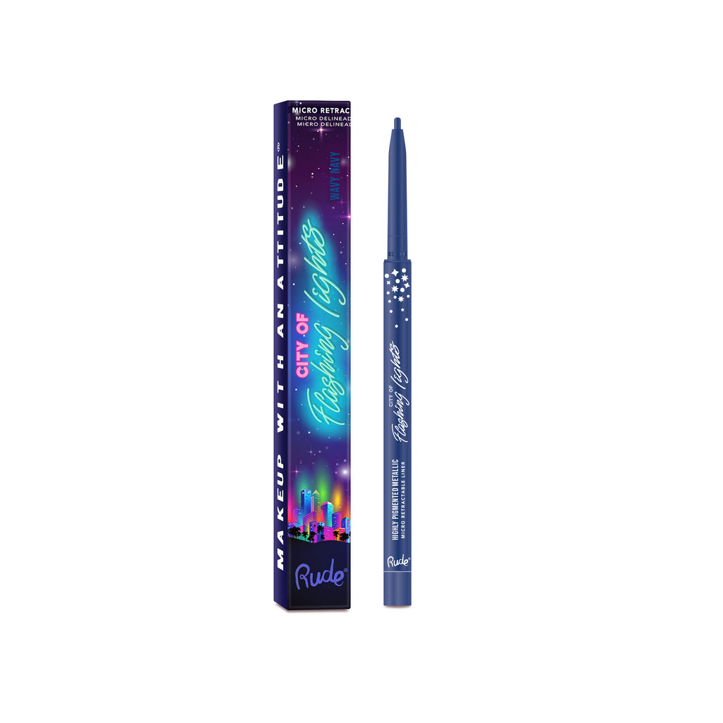 City Of Flashing Lights Micro Retractable Liner - Wavy Navy