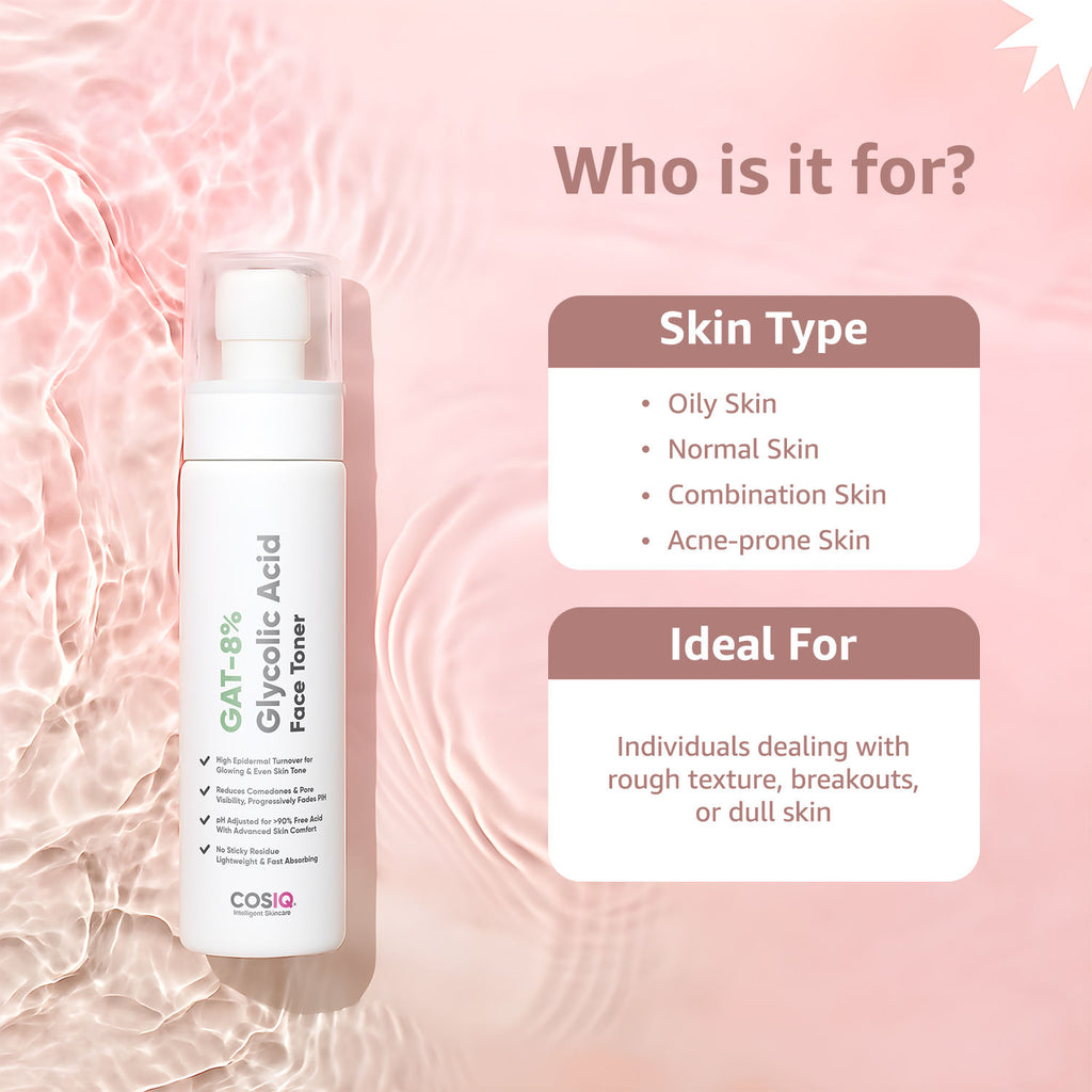 Gat-8% Glycolic Acid Face Toner for Exfoliates, Glowing & Even Skin Tone All Skin Types