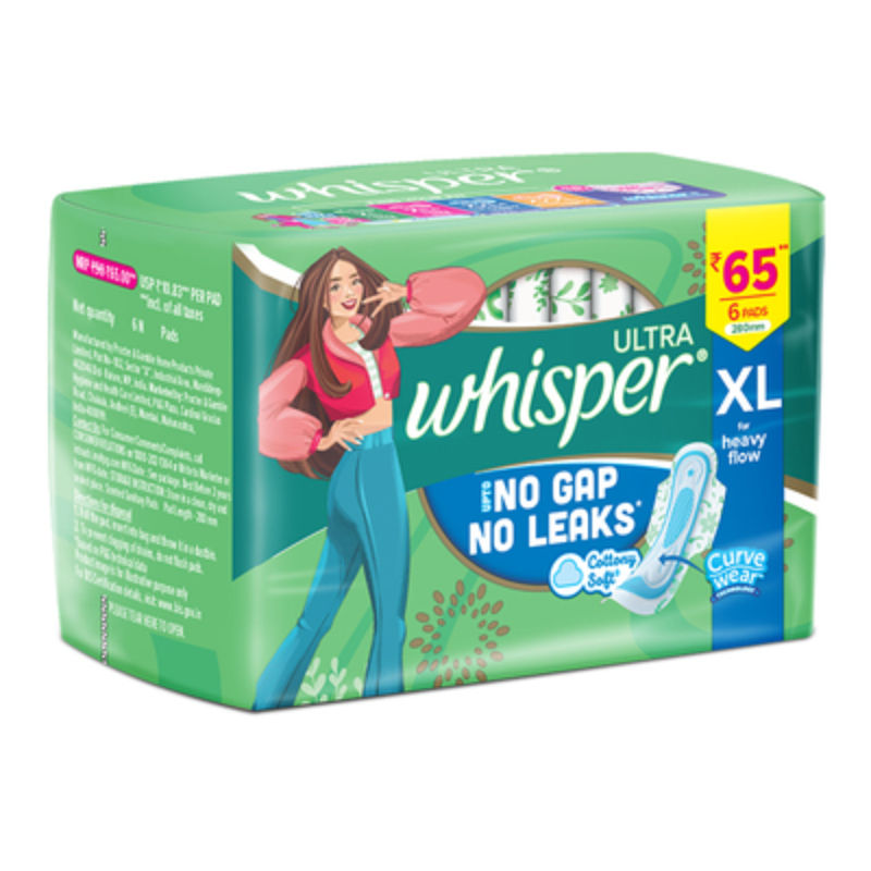 Ultra Upto No Gap No Leaks Sanitary Pads, 6 XL Pads, For Heavy Flow Protection