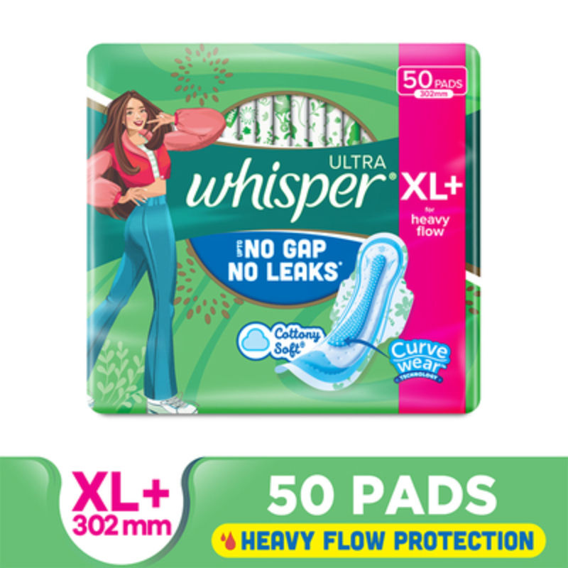 Ultra Upto No Gap No Leaks Sanitary Pads, 50 XL+ Pads, For Heavy Flow Protection