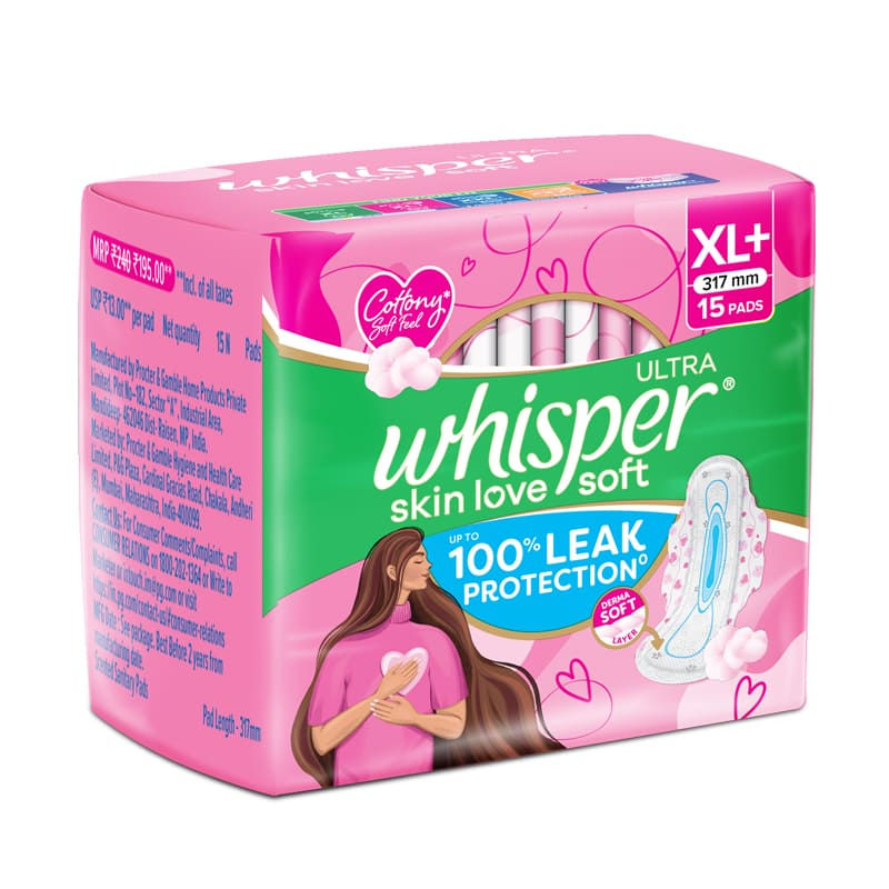 Ultra Skinlove Soft Sanitary Pads For Women,15 Thin Pads-Xl+,Our #1 Softness,Irritation Free