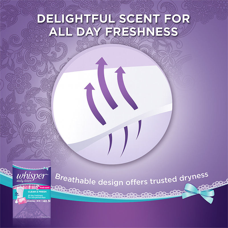Clean and Fresh Daily Liners, 40 panty liners for women - Pack of 1