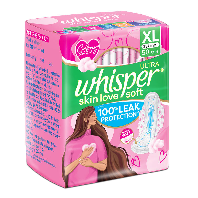 Ultra Skinlove Soft Sanitary Pads For Women,50 Thin Pads-Xl,Our #1 Softness,Irritation Free