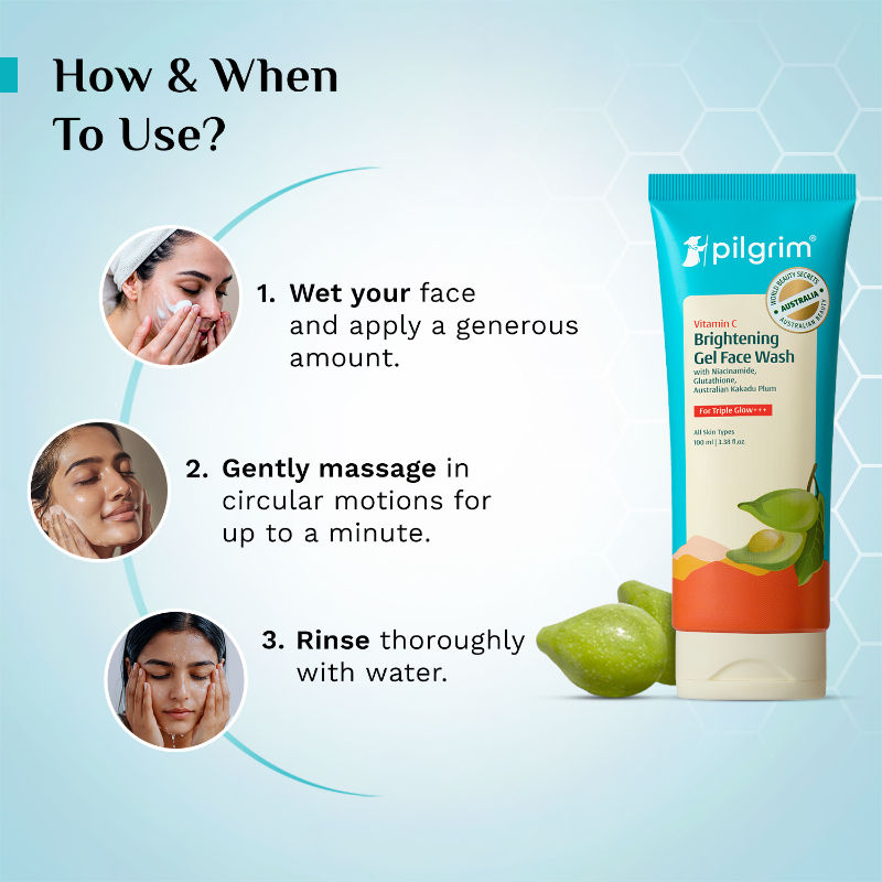 Vitamin C Brightening Gel Face Wash For Triple Glow+++