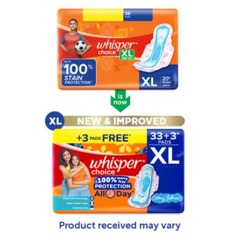 Choice XL, 36 XL Pads for medium to heavy flow, Gives Up to 100% worry-free protection