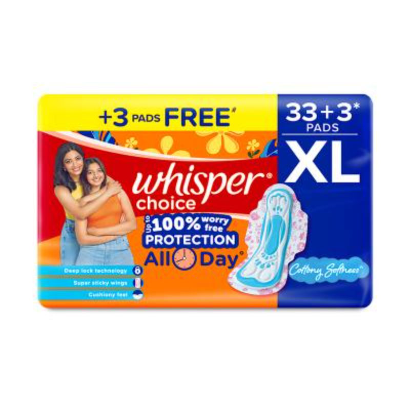 Choice XL, 36 XL Pads for medium to heavy flow, Gives Up to 100% worry-free protection