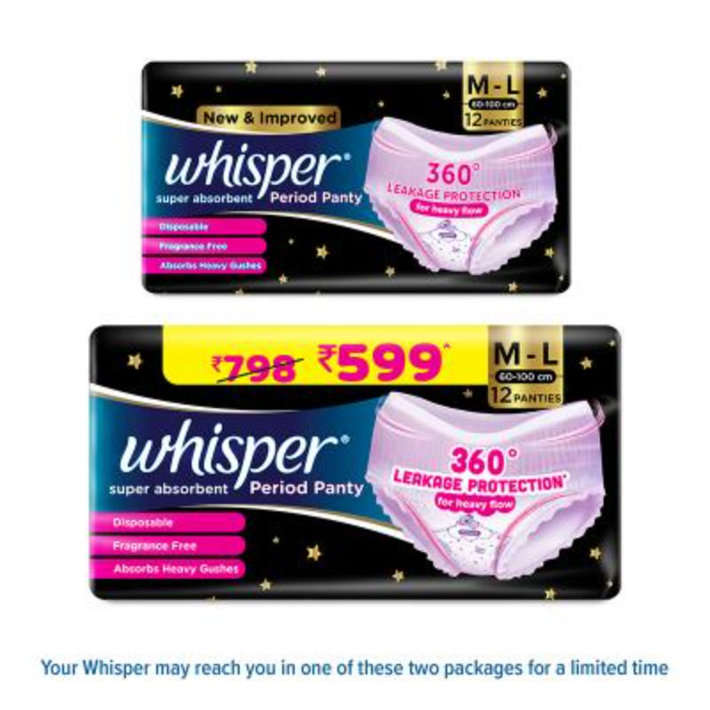 Super Absorbent Period Panty, 12 M-L Pants, 360 Degree Leakage Protection for Heavy Flow