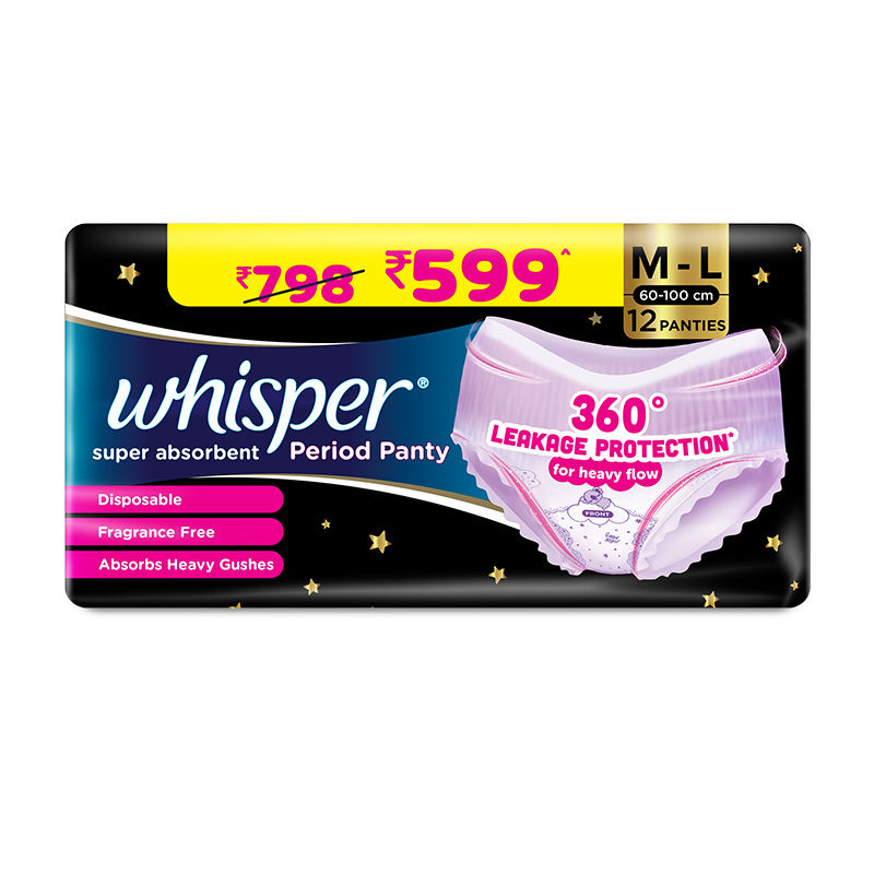 Super Absorbent Period Panty, 12 M-L Pants, 360 Degree Leakage Protection for Heavy Flow