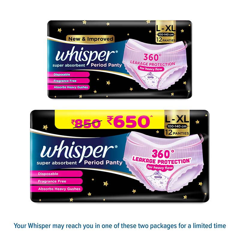 Super Absorbent Period Panty, 12 L-XL Pants, 360 Degree Leakage Protection for Heavy Flow