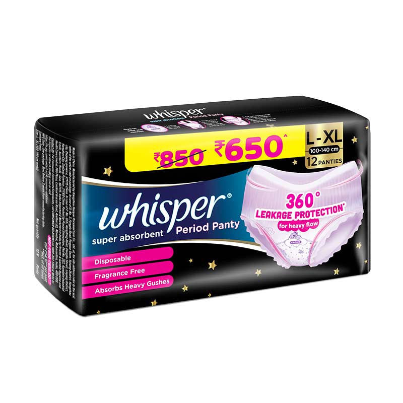Super Absorbent Period Panty, 12 L-XL Pants, 360 Degree Leakage Protection for Heavy Flow
