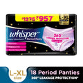 Super Absorbent Period Panty, 18 L-XL Pants, 360 Degree Leakage Protection for Heavy Flow