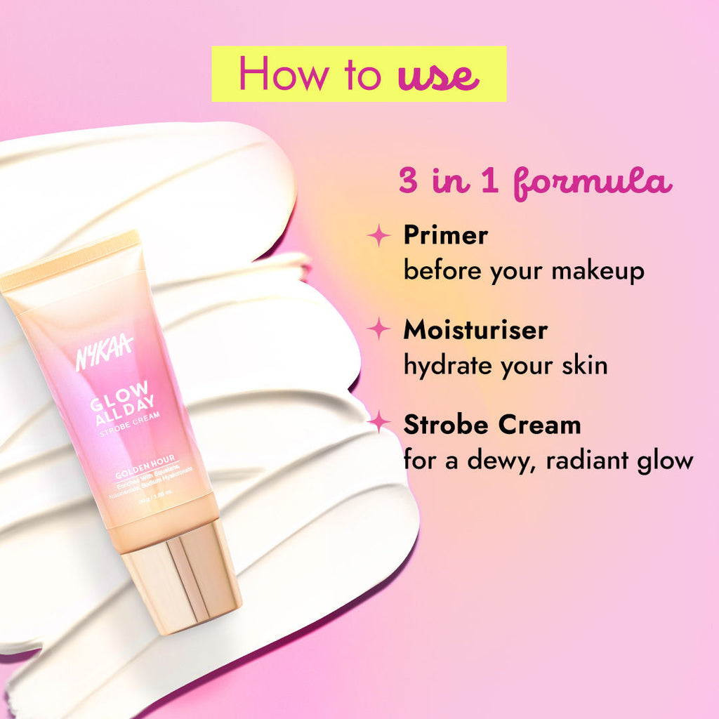 Nykaa Glow All Day Illuminating Strobe Cream + Moisturising Primer + Highlighter
