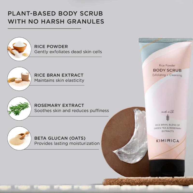 Exfoliating, Cleansing & Moisturising Rice Powder Body Scrub for Soft & Smooth Skin