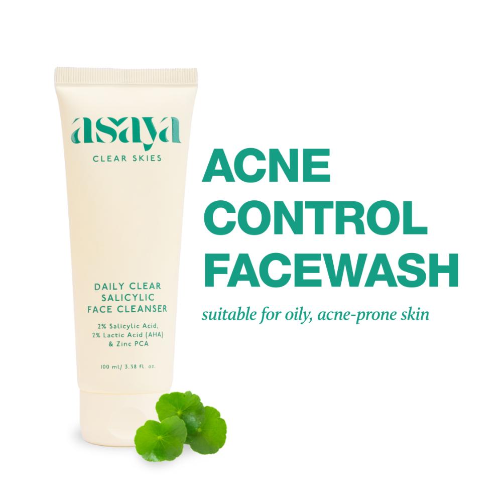 Daily Clear 2% Salicylic Acid Face Wash for Oily & Acne-Prone Skin with Lactic Acid & Zinc PCA