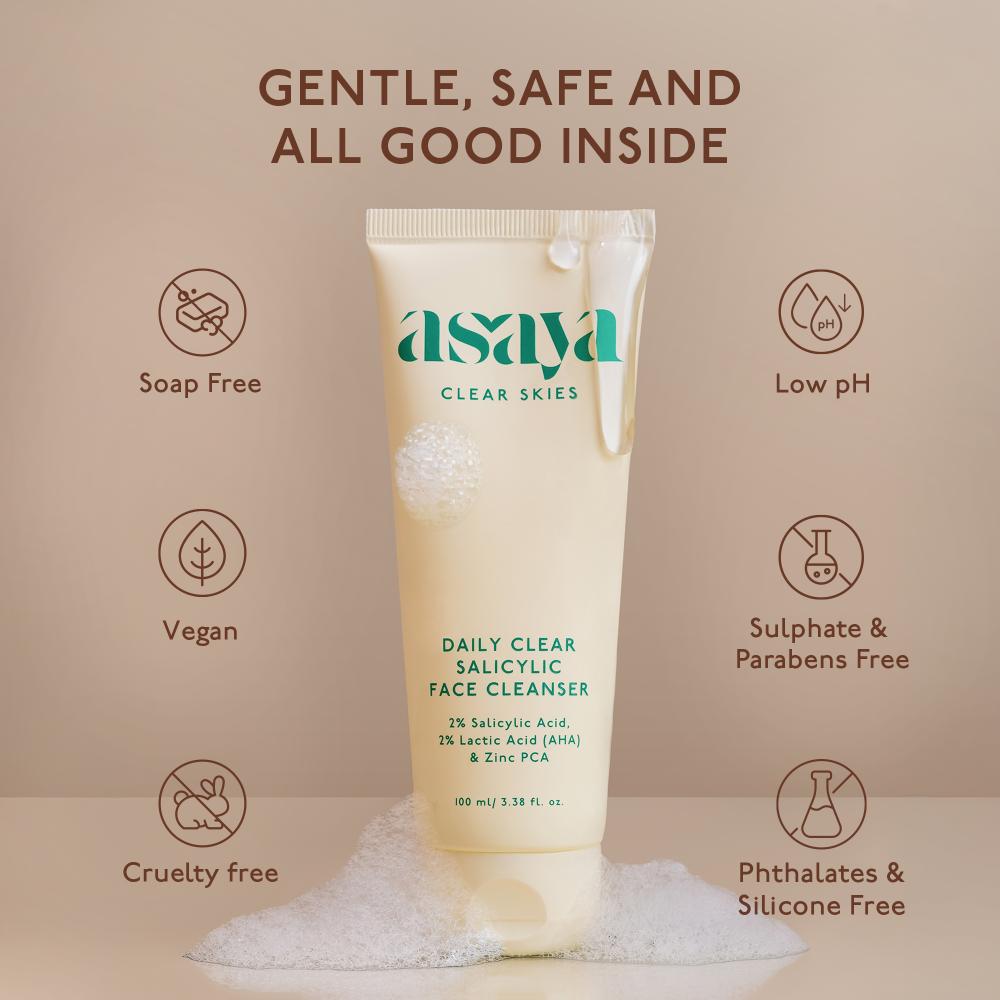 Daily Clear 2% Salicylic Acid Face Wash for Oily & Acne-Prone Skin with Lactic Acid & Zinc PCA