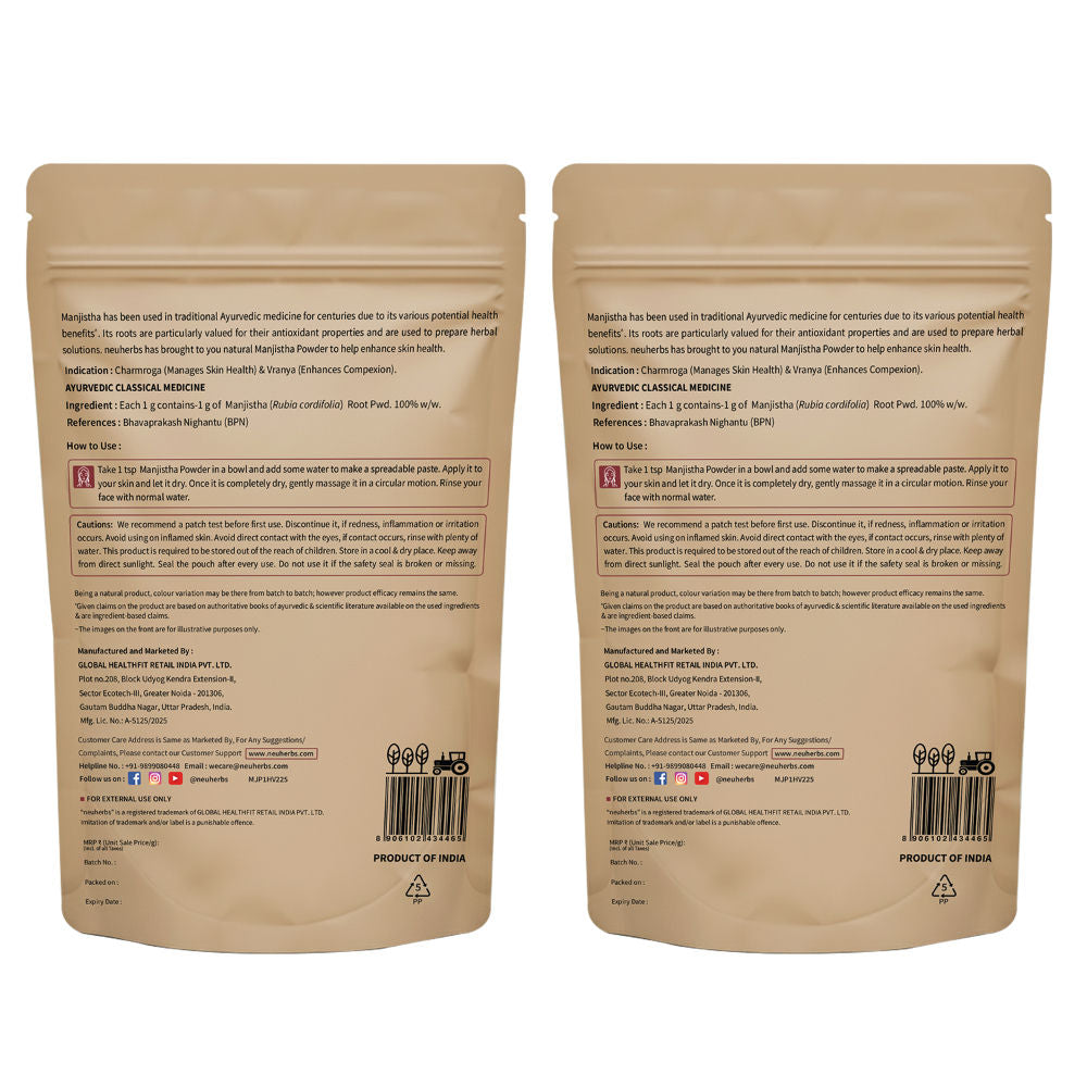 Manjistha Powder for Clean and Glowing Skin with No Artificial Colour and Additives