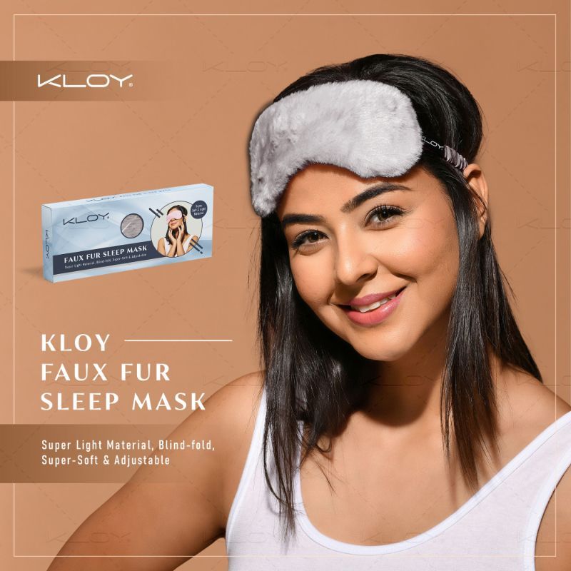 100% Faux Fur Sleep Eye Mask - Grey