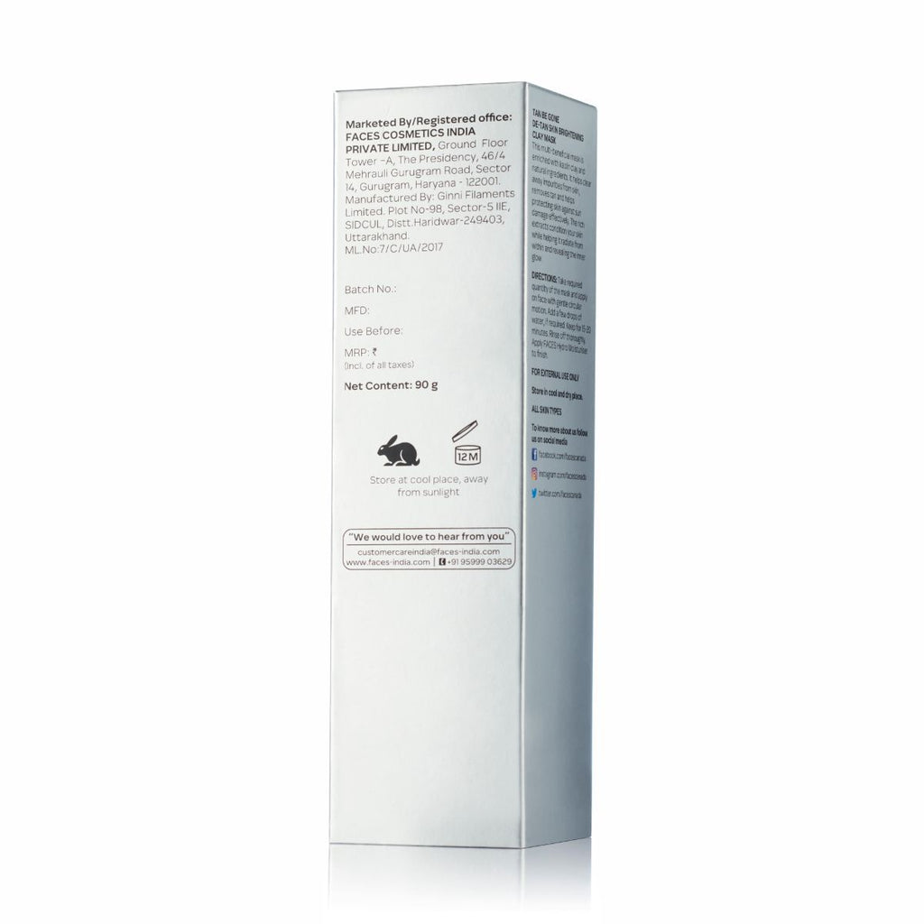 Tan Be Gone De Tan Skin Brightening Clay Mask