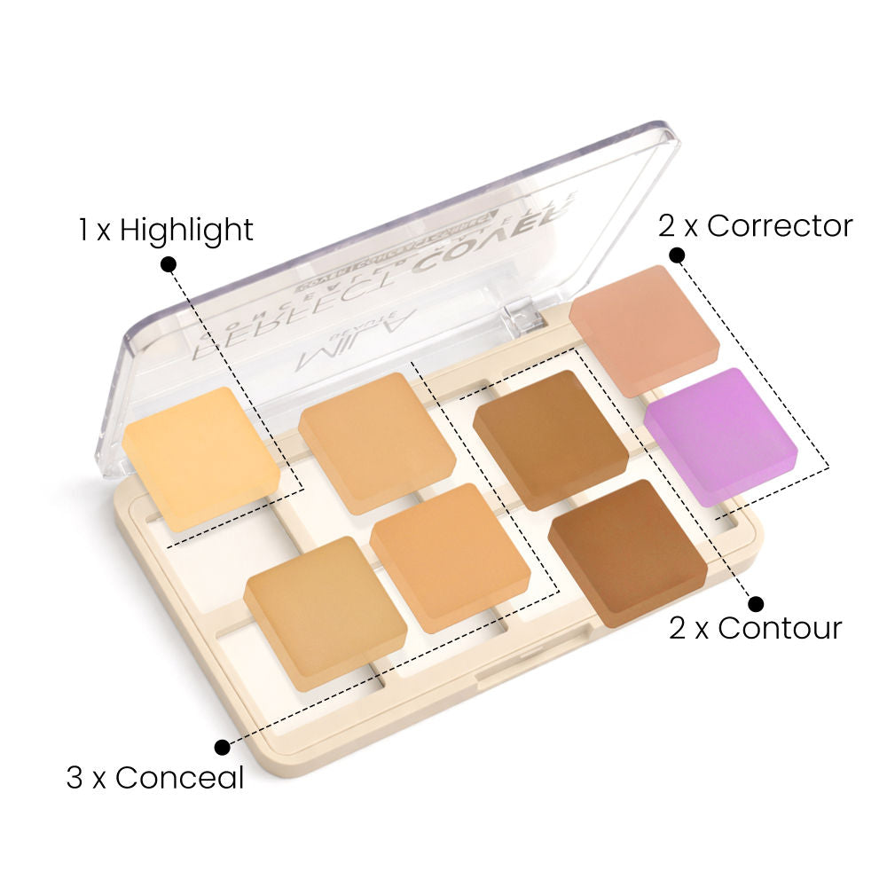 Perfect Cover Concealer Palette, 8 In 1 Conceal, Correct & Contour