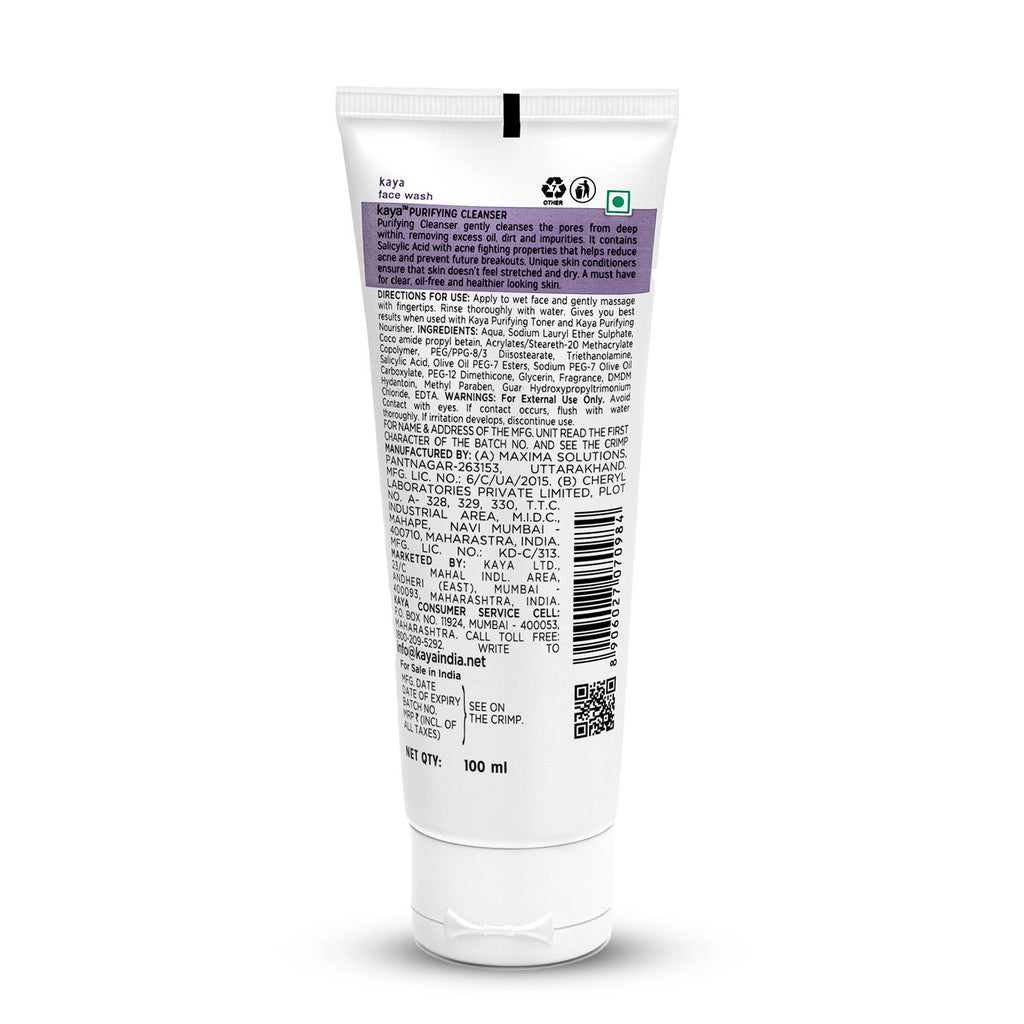 Acne Care Purifying Cleanser Salicylic Acid Face Wash Reduces Acne & Pimples for Pimple Prone Skin Face Wash for Oily Skin, 100ml