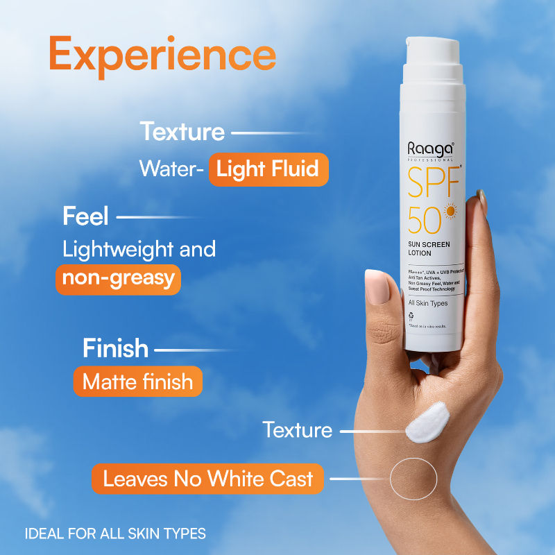 Spf 50 Pa++++ Sunscreen Lotion With Uva + Uvb Protection, All Skin Types, 55 Ml
