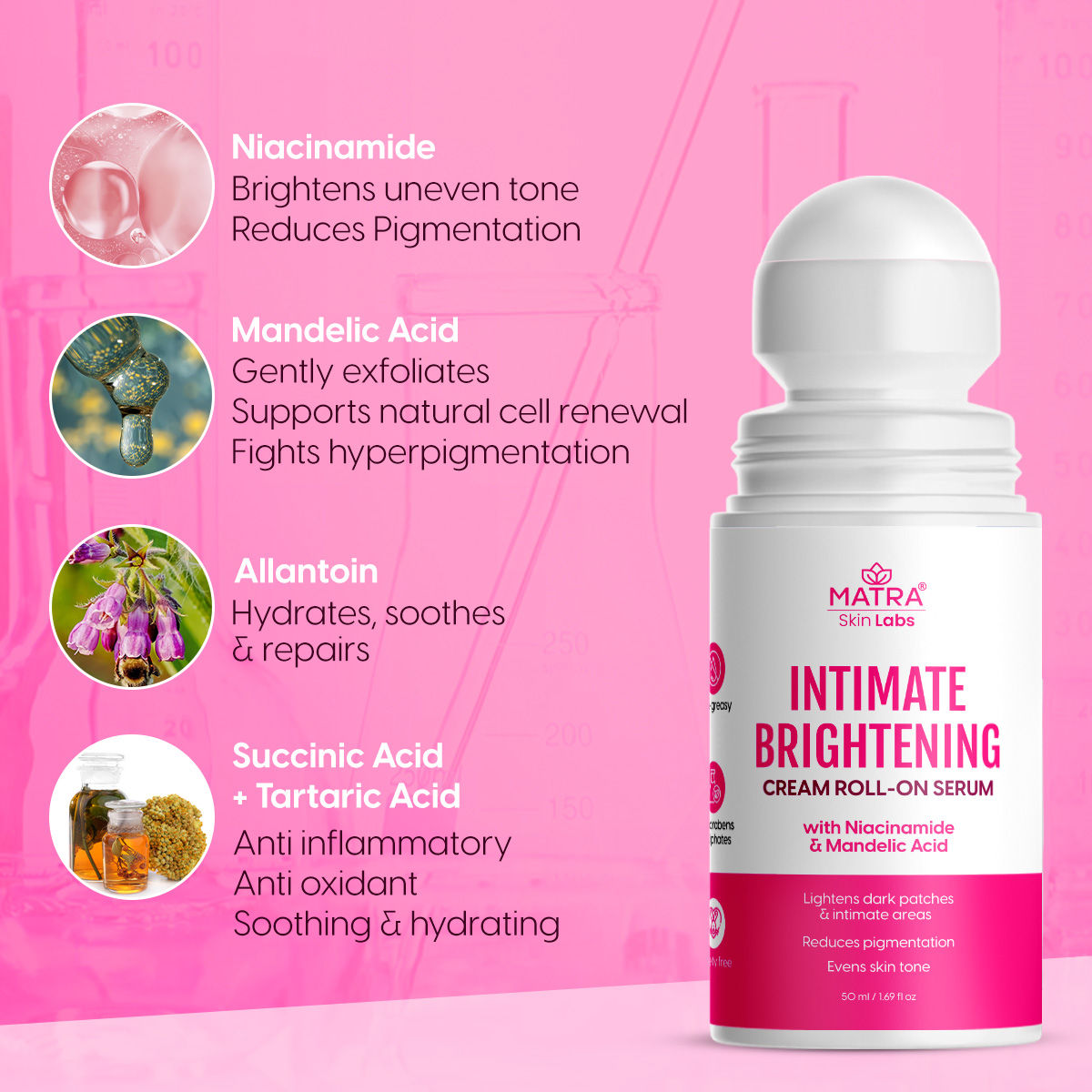 Skin Labs Intimate Brightening Cream Roll-On Serum for Lightening Dark Patches & Pigmentation