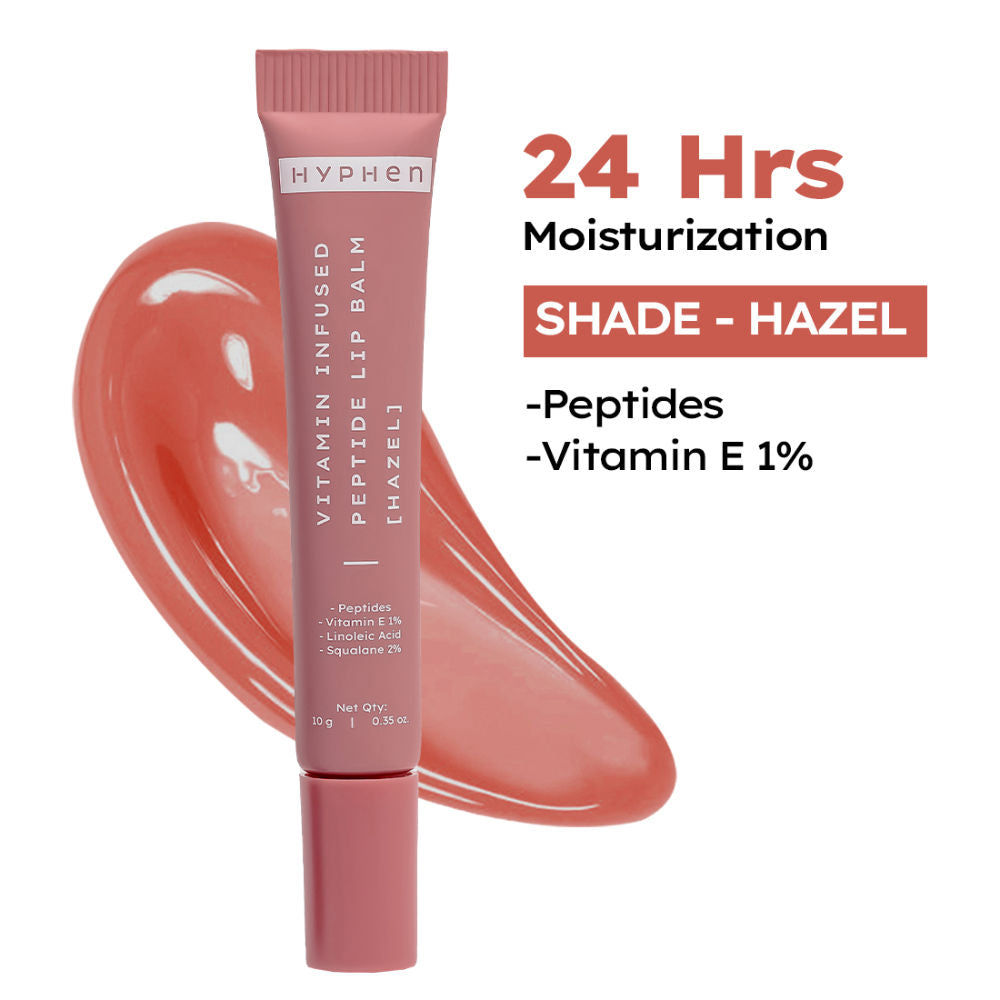 Tinted Lip Balm - Hazel, 1% Vit E, 2% Squalane & Peptides, Brightens, Moisturizes Dry Lips