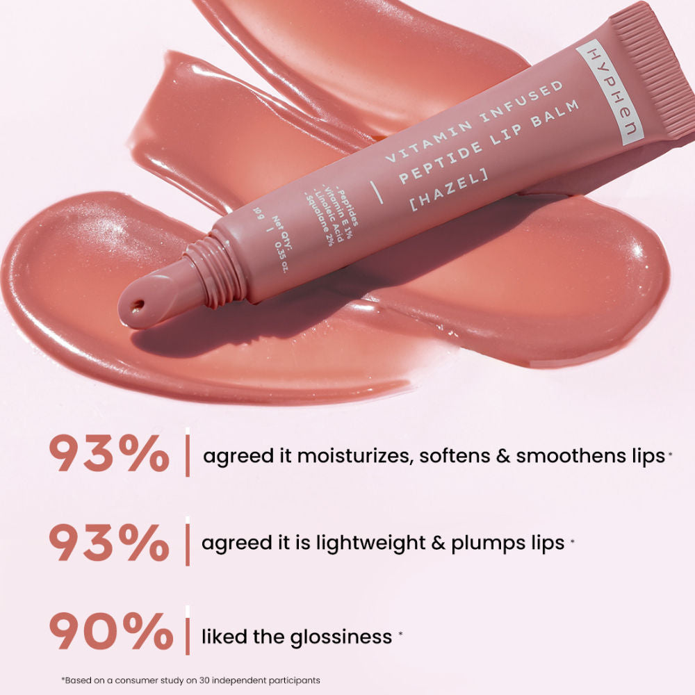 Tinted Lip Balm - Hazel, 1% Vit E, 2% Squalane & Peptides, Brightens, Moisturizes Dry Lips